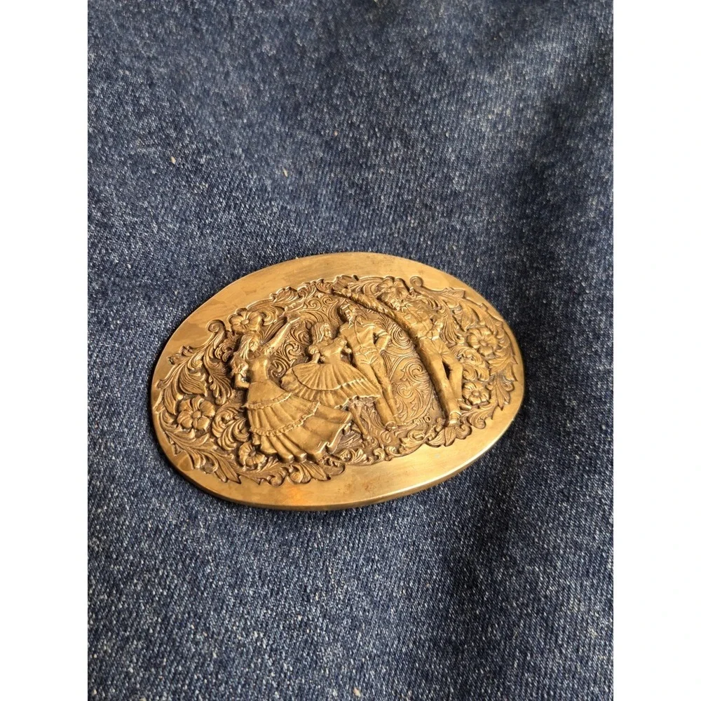 Vintage Brass Square Dancing Class Solid Brass Belt Buckle